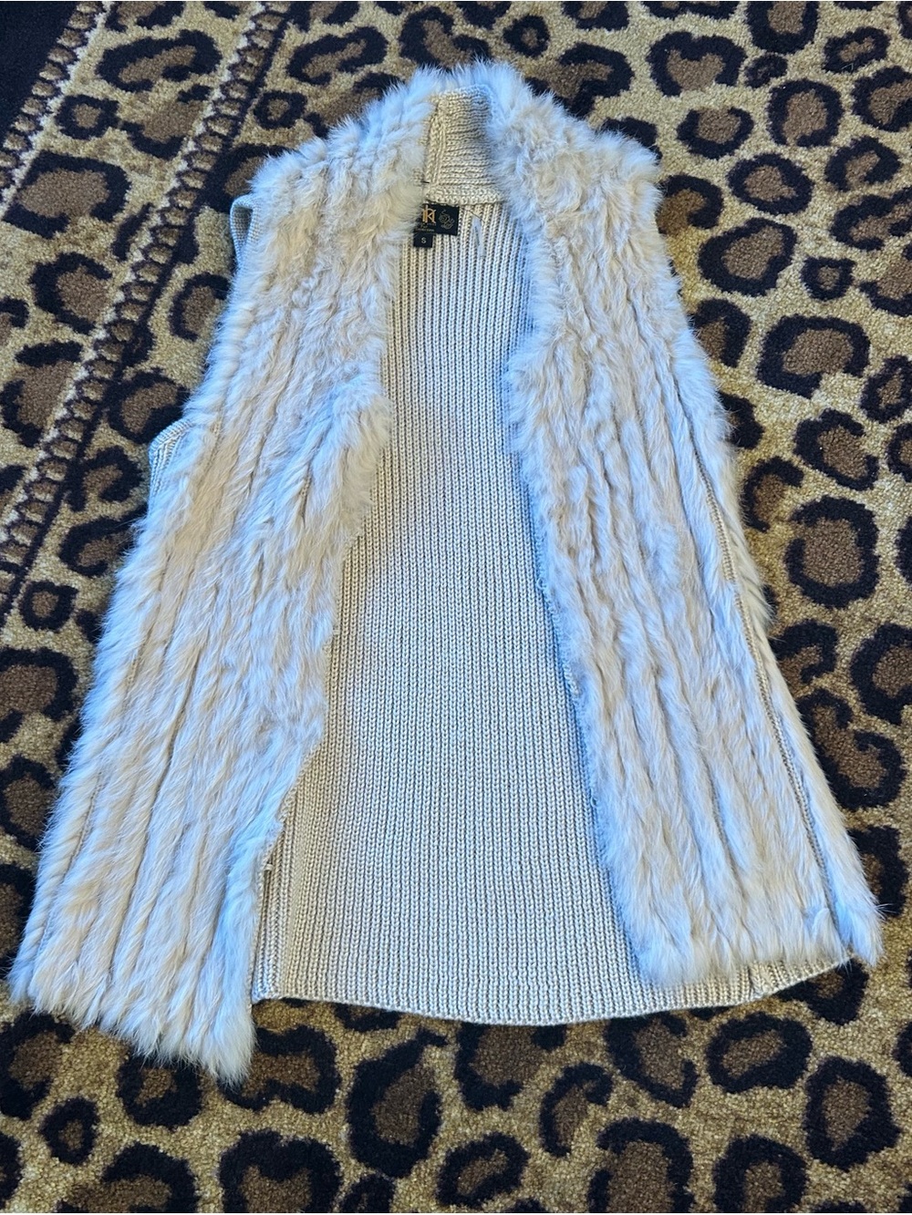 Rabbit Fur Open-Front Vest - small